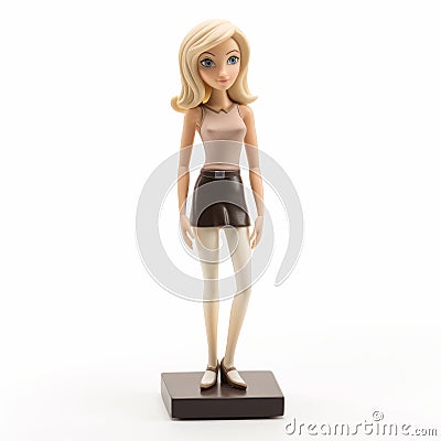 Cartoon Blonde Woman Figurine In Fujifilm Eterna 500t Style Stock Photo