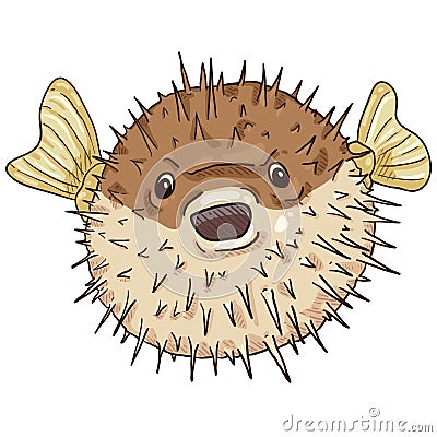 Cartoon Blowfish. Tetraodontidae Vector Illustration Vector Illustration