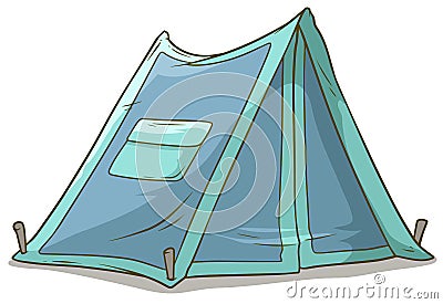 Cartoon blue camping tent with pocket Vector Illustration