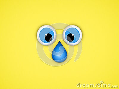 Cartoon blue eyes on the yellow background Stock Photo