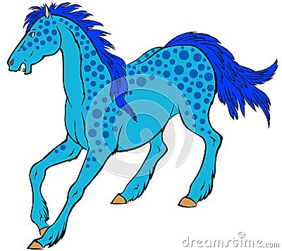 Cartoon blue horse Vector Illustration