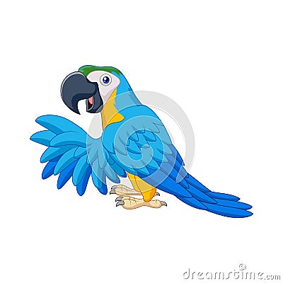 Cartoon blue parrot Vector Illustration