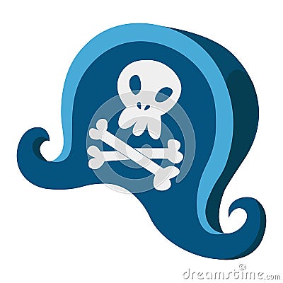 Cartoon blue pirate hat with Vector Illustration