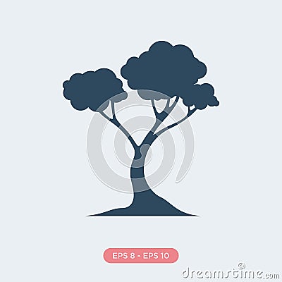 Cartoon of blue tree icon silhouette vector design element Vector Illustration