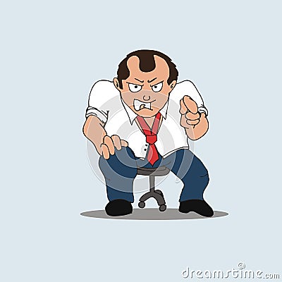 Cartoon Boss Man Angry Vector Illustration