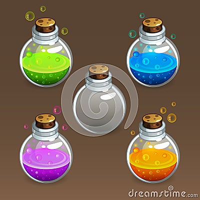 Cartoon bottles with poison Vector Illustration