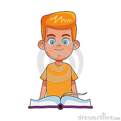 Cartoon boy with academic book, colorful design Vector Illustration