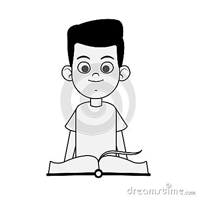 Cartoon boy with academic book, flat design Vector Illustration