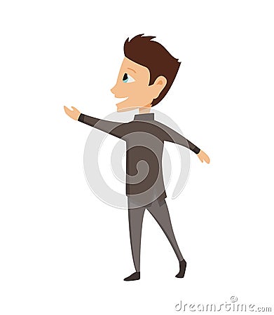 Cartoon boy dancing tango. Vector illustration on white background. Vector Illustration