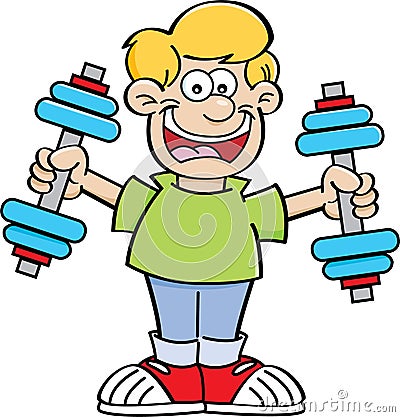 Cartoon boy exercising Vector Illustration