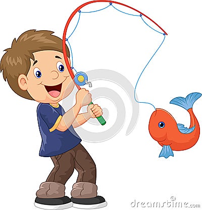 Cartoon Boy fishing Vector Illustration