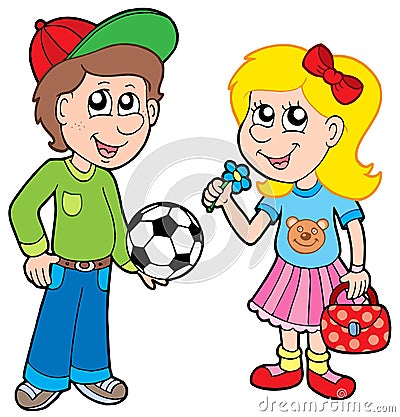 Cartoon boy and girl Vector Illustration