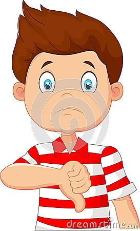 Cartoon boy giving thumb down Vector Illustration