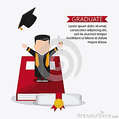 Cartoon boy graduate icon Vector Illustration