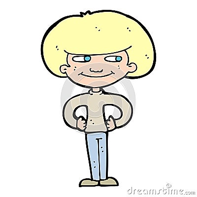 cartoon boy with hands on hips Vector Illustration