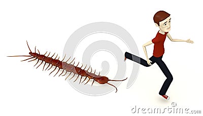 Cartoon boy with lithobius Stock Photo