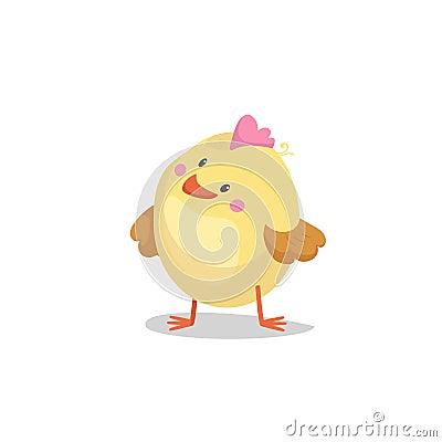 Cartoon boy new born chick. Easter, spring and new born baby Vector Illustration