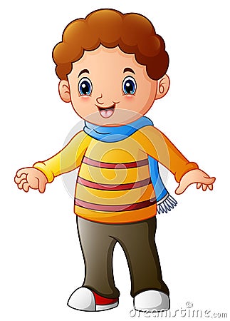 Cartoon boy with a scarf Vector Illustration