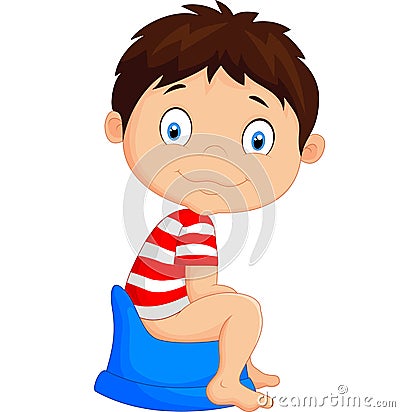 Cartoon boy sitting on the potty Vector Illustration