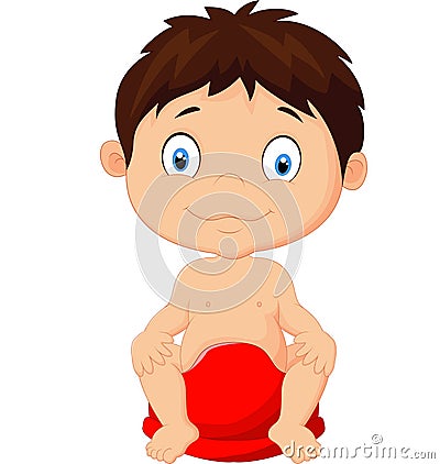 Cartoon boy sitting on the potty Vector Illustration