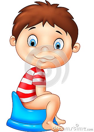 Cartoon boy sitting on the potty Vector Illustration