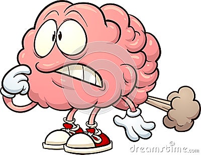 Cartoon brain having a brain fart. Vector Illustration