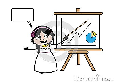 Cartoon Bride with Presentation Baord Stock Photo