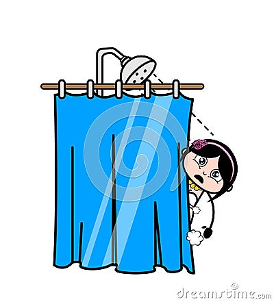 Cartoon Bride taking shower Stock Photo