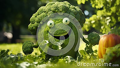 cartoon Broccoli for kids learning concept Stock Photo