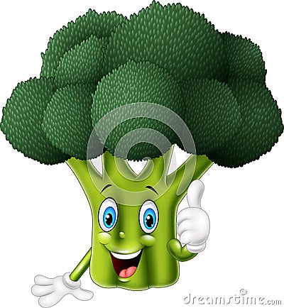 Cartoon broccoli giving thumbs up Vector Illustration