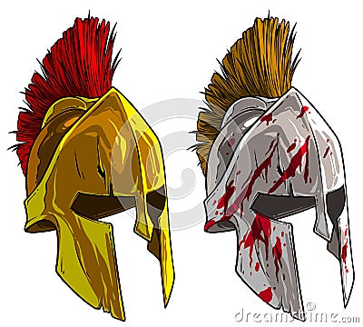 Cartoon bronze spartan or greek warrior helmet Vector Illustration
