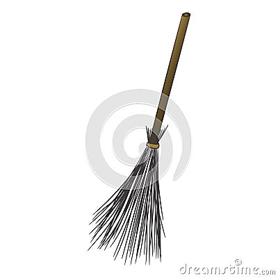 A cartoon broom. Witch transport. Illustration on a theme of Halloween. Vector illustration. Hand drawing Vector Illustration
