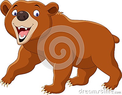 Cartoon brown bear isolated on white background Vector Illustration