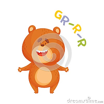 Cartoon brown bear. Vector illustration on a white background. Vector Illustration