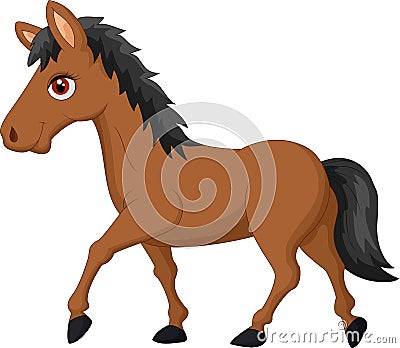 Cartoon brown horse Vector Illustration