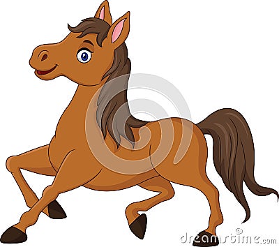 Cartoon brown horse running Vector Illustration