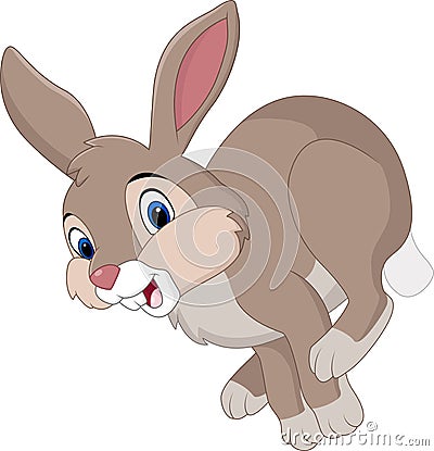 Cartoon brown rabbit running Vector Illustration