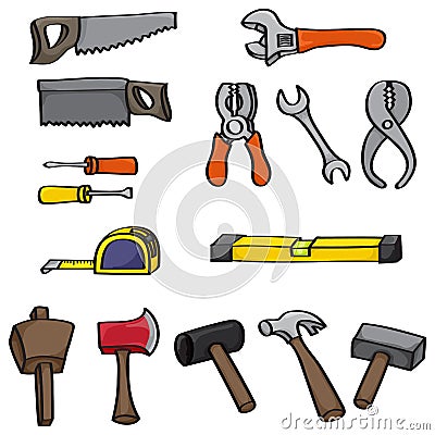 Cartoon Building Tools Set Vector Illustration