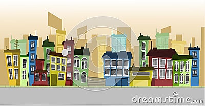 Cartoon buildings Vector Illustration