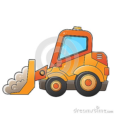 Cartoon bulldozer. Construction vehicles. Colorful vector illustration for children Vector Illustration