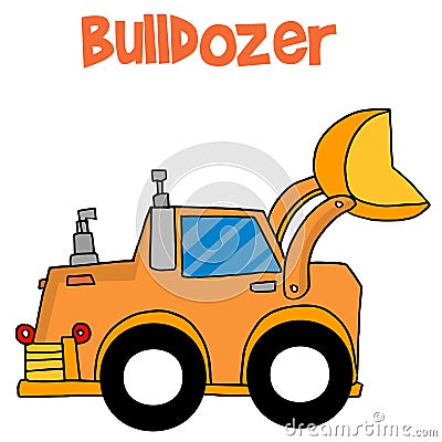 Cartoon bulldozer of vector art Vector Illustration