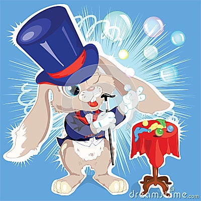 Cartoon bunny conjurer Vector Illustration