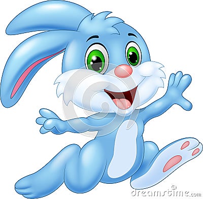 Cartoon bunny running and happy Vector Illustration