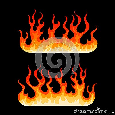 Cartoon burning bonfire hot blazing fire flame Vector Illustration