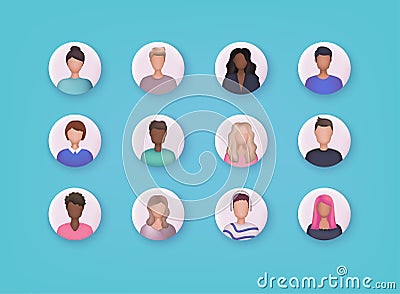 Cartoon business men and women avatars. 3D Web Vector Illustrations Vector Illustration