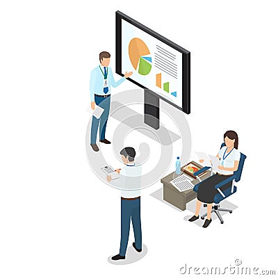 Cartoon Business People Daily Working Moments Vector Illustration