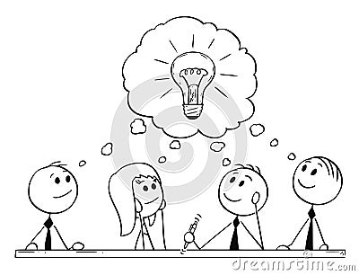 Cartoon of Business Team Meeting and Brainstorming Vector Illustration