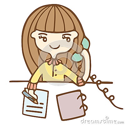 Cartoon Business Woman Calling By Phone Vector Illustration