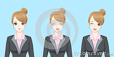 Cartoon business woman smile happily Vector Illustration