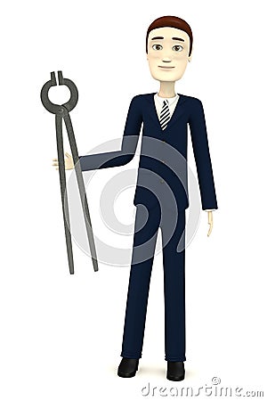 Cartoon businessman with blacksmith pliers Stock Photo